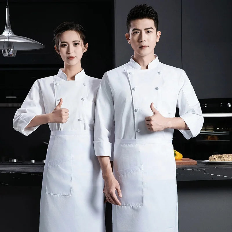 Manufacturer Wholesale Long Sleeve Chef Uniform Cotton Wear Chef Jacket Coat Kitchen Cook for Restaurant & Bar