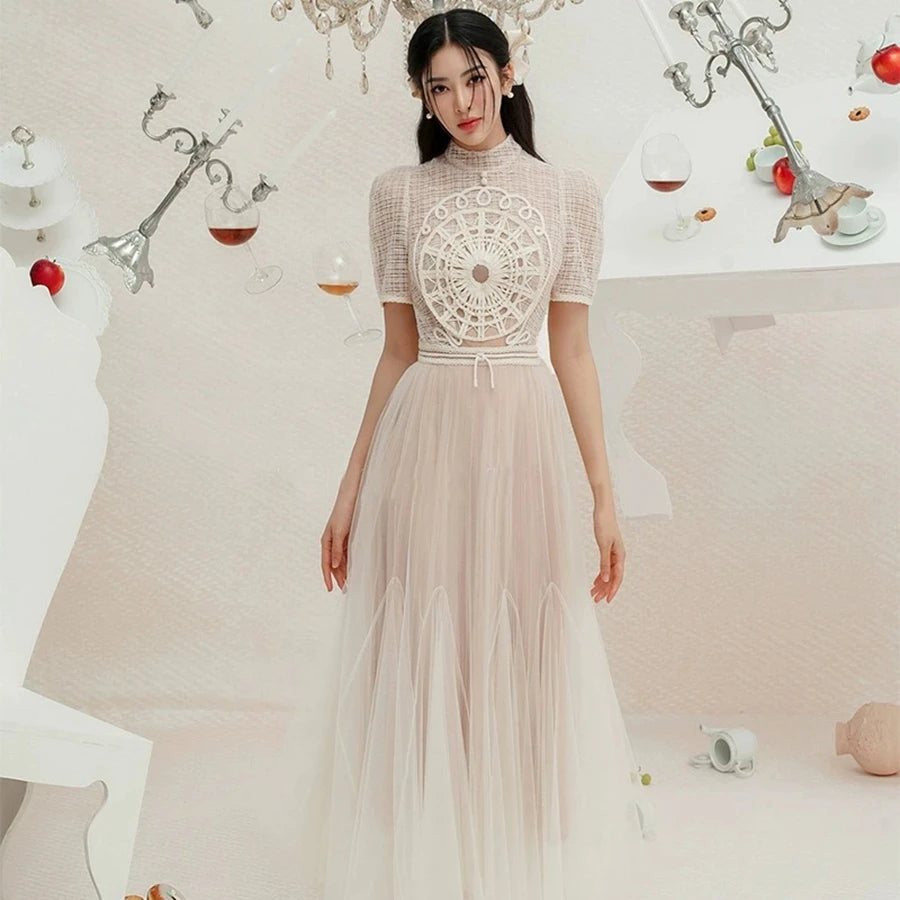 Women's Clothing 2024 Summer New Lace Embroidery Gauze Dress Factory Wholesale