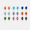 SP Luxury Style Tiny Cubic Zircon Stud Earrings 18K Gold Plated Jewelry 925 Sterling Silver Water Drop Colorful Zircon Earrings
