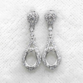 Sterling Silver 5*6mm Semi Mount Stud Eardrops Empty Frame Support Blank Setting S925 Base Without Center Stone DIY for Inlay