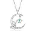 925 Sterling Silver Cat Moon Pendant Necklace Cute Animal Jewelry Gift for Women Fine Necklaces SCN486