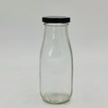 Factory 100ml 200ml 330ml 500ML Clear Round Drinking Reborn Tea Milk Bottle With Lid Glass Carton Screen Printing Beverage