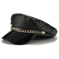 Summer Elegant Beret Newsboy Cap with Female Metal Chain Decor Fiddler Baker Hat Flat Top Hat for Outdoor Daily Use