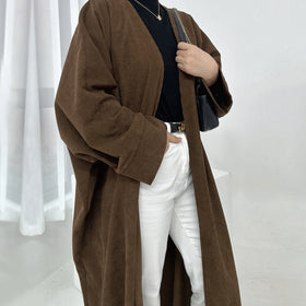 Loriya Autumn Winter Corduroy Women Abaya Femmes Robe Musulmane Modest Dresses Abaya Turkey Islamic Clothing