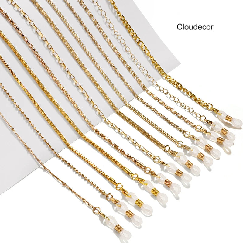 Fashion Gold Sunglasses Chain Masked Hanging Link Chain Glasses Chain Masked Holder Necklace New Eyewear Jewelry for Women