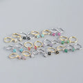Wholesale 925 Sterling Silver Flower Huggie Hoop Earrings Red Blue Black Purple Cz Stone Charm Drop Dangle Earrings