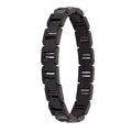 Vintage Gift Dropshipping Custom Wristwear OEM Adjustable Ebony Wood Beaded Bracelet with Black Plated Stainless Steel