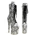 Exotic Dancer Boots Stripper Fetish New Lace up Round Head 20cm Snake Pattern Pole Dance High Heels Club Platform Women's Boots