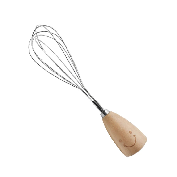 Stainless Steel Eco-Friendly Egg Beater & Durable Wood Handle Egg Whisk for Home Kitchen Use Easy to Whisk Egg Whites Soft Peaks