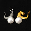 Dainty Women Mermaid Tail Pendant 18k Gold Plated Stainless Steel Animal Charm Summer Beach Pearl Mermaid Pendant Jewelry