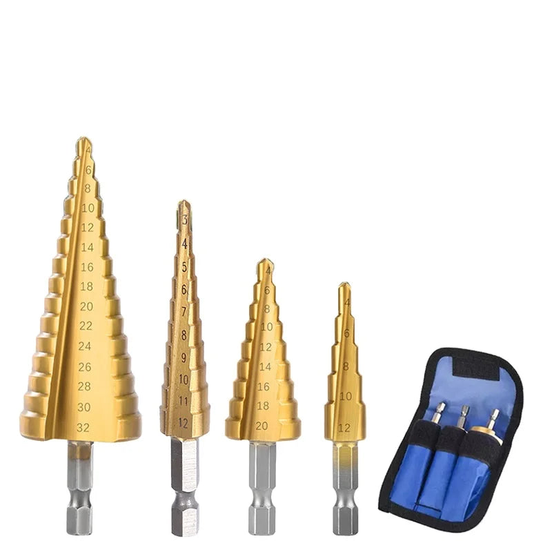4-32mm Titanium Coated HSS Straight Groove Drill Bit Hex Shank Step Wood Metal Hole Cutter for Steel Power Tools Set