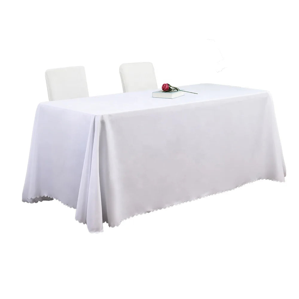 Premium Polyester Fabric White Tablecloth for Wedding Banquet and Restaurant
