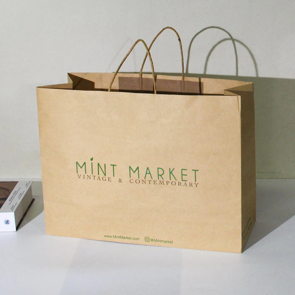 Wholesale Custom Printed Kraft Gift Shopping Paper Bag with Handles White Brown Color Your Own Logo for Clothing and Shoes