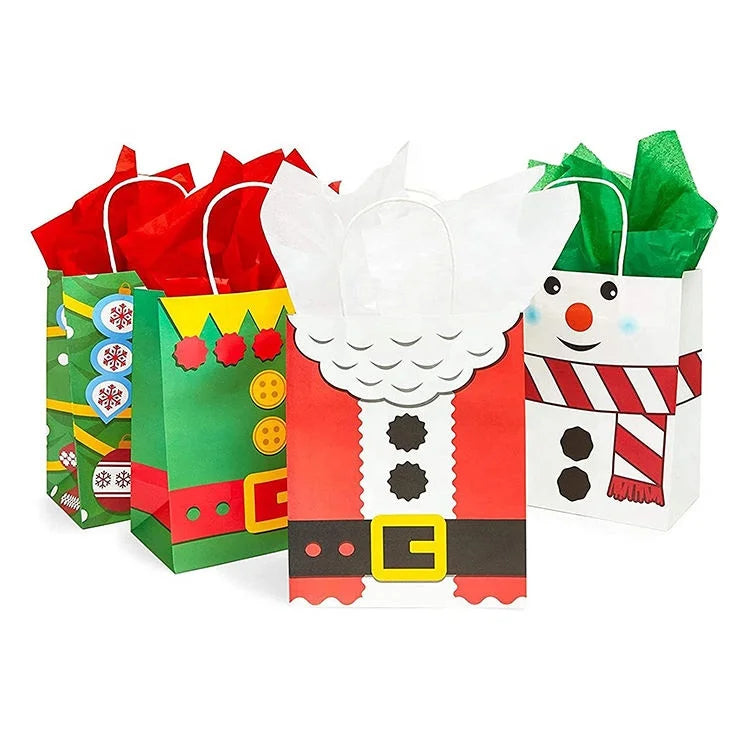 Personalized Grocery Rope Handle Wholesale Christmas Gift Shopping Recycled Retail Cute Paper Bags With Logo