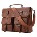 Vintage Leather Laptop Bag Large Capacity Leather Satchel Bag Durable Messenger Bag With Adjustable Shoulder Strap