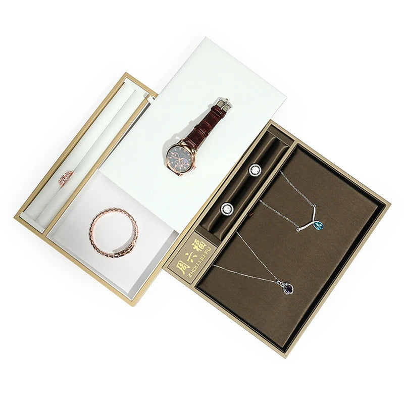Luxury Customizable PU Leather Jewelry Tray for Ring Earring Bangle Necklace Display Showcase Elegant Jewellery Presentation