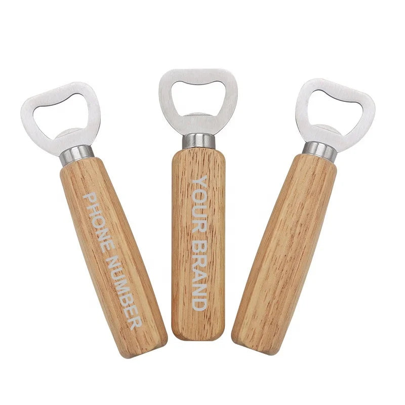 Custom Engraving Logo Kitchen Bar Tools Wood Handle Beer Bottle Openers