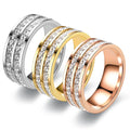 Square Zircon Stainless Steel Ring White Diamond Geometric Ring Women Men Decompression Stainless Steel Rhinestone Ring