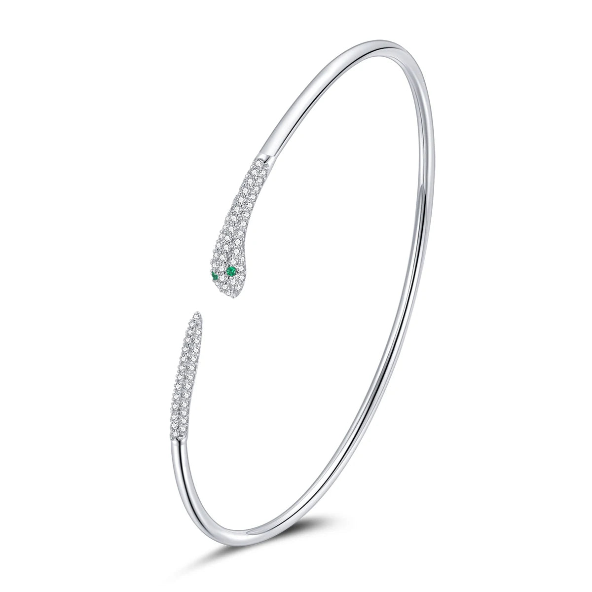 Silver Snake Opening Bracelet 925 Sterling Silver Spirit Snake Bangle Bracelet Gift for Women Engagement Jewelry SCB206