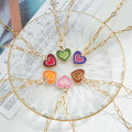 Fashion Jewelry Bead Chain Necklace Colorful Heart Charm Pendant Necklace