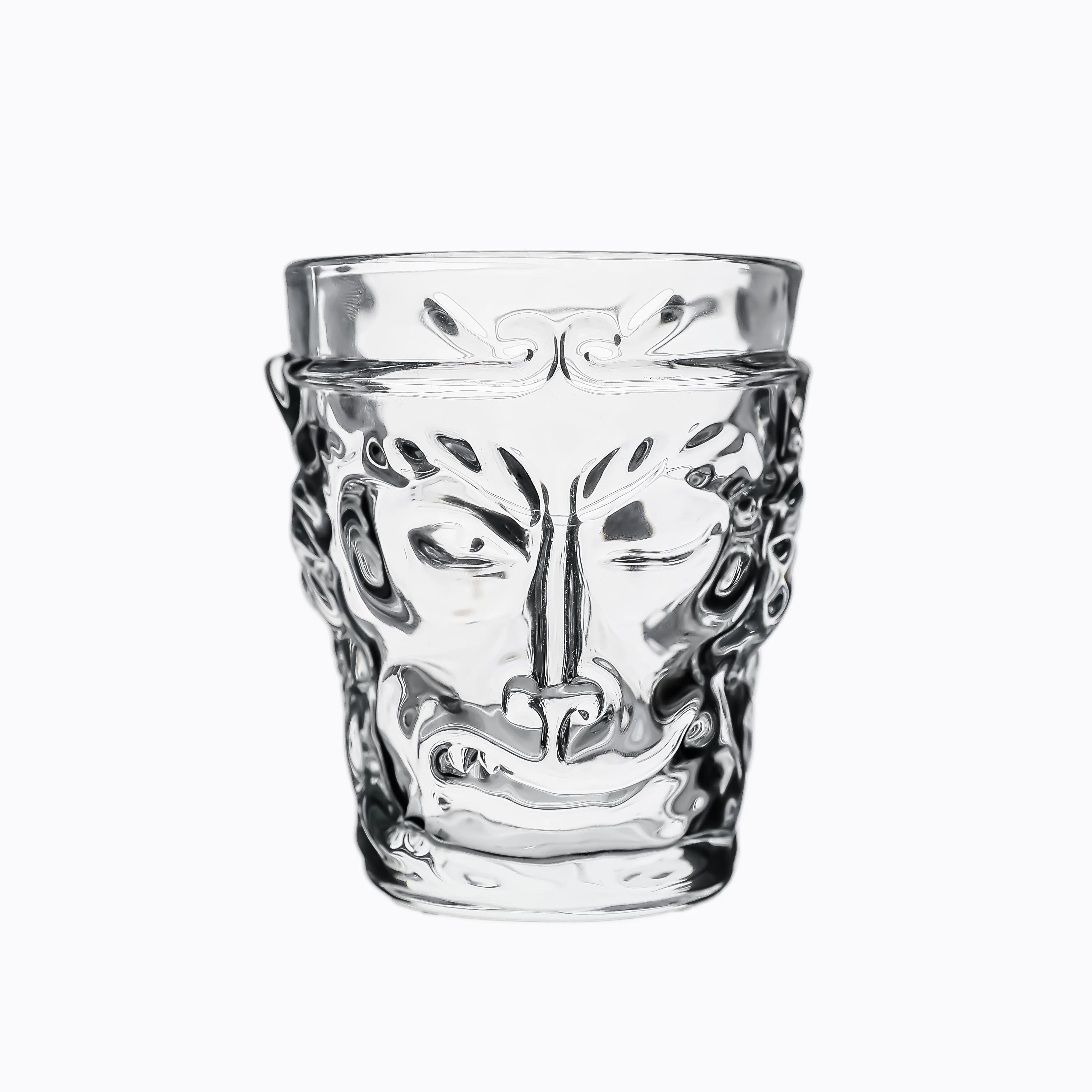 Black Myth Wukong Model Embossed Asian Zen Style Glass Water Cup Transparent Frosted for Tea Coffee and Whiskey Beer
