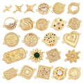 Trendy Star Moon Love Heart Flower Connector18K Gold Plated CZ Charm Jewelry Findings Bracelet Necklace Accessories Supply M55