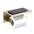Bathroom Wall Mount Brushed Gold Paper Towel Toilet Tissue Holder with Phone Shelf