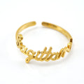 Fashion Classic 18K Gold Plated 12 Zodiac Signs Custom Adjustable Open Stainless Steel Name Wedding Ring for Women