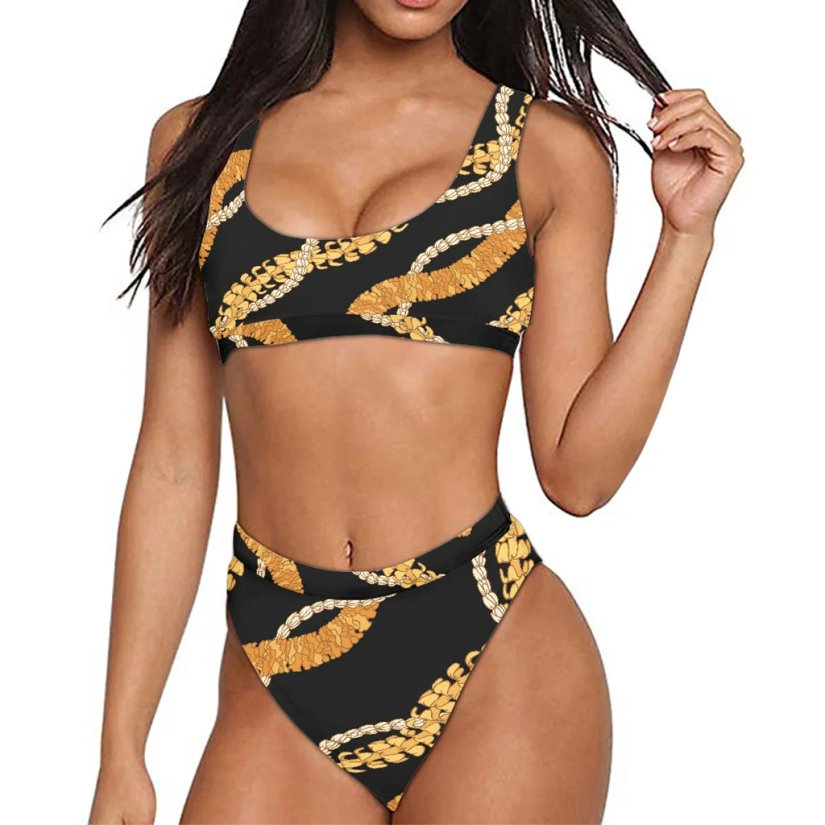 Wholesale Factory Price Custom Two Piece Women's Tankini Swimsuits Hawaiian Print Swim Tank Top with Shorts Modest Bathing Suits