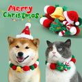 Christmas Pet Gifts Pet Balls Fur Collars Plush Fabric Bells Christmas Tree Hats Colorful cat and Dog Collars for Decoration