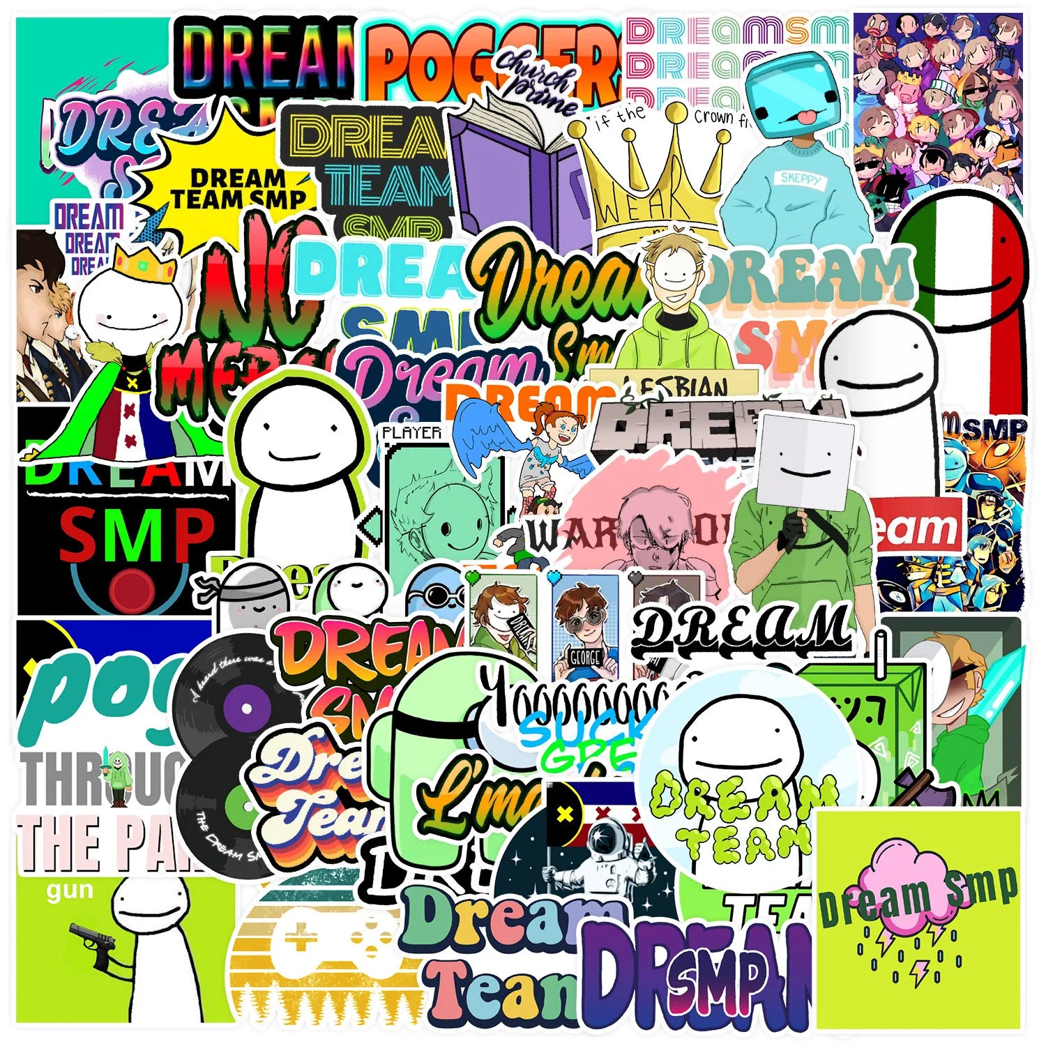 50Pcs  Funny Dream Smp Graffiti Decorative Stickers Label for Luggage Laptop Guitar Scrapbook Skateboard Waterproof Sticker