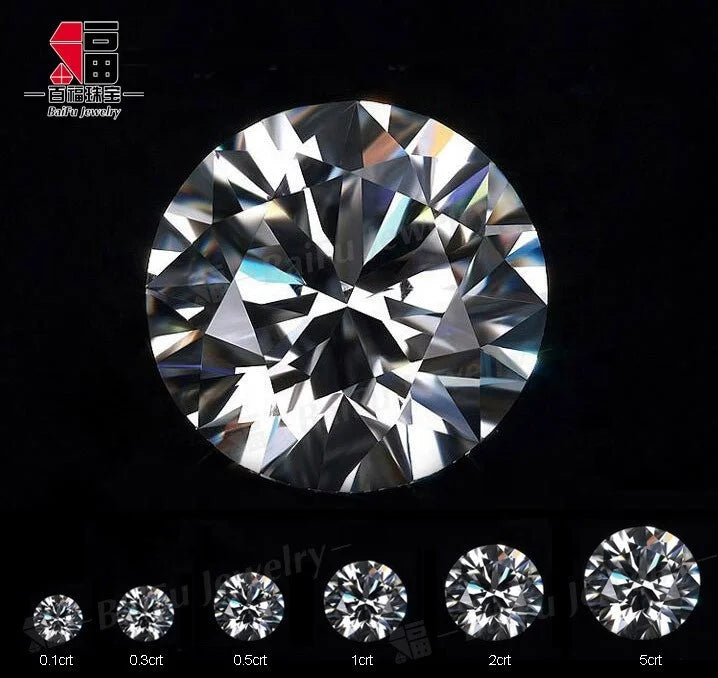 Baifu Jewelry Top Quality DE Pure White Flawless VVS1 Clarity Moissanite