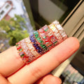 Tennis Rings Women Men Band Fashion Jewelry Tennis Ring Gold Plated Cubic Zircon CZ Diamond Ring