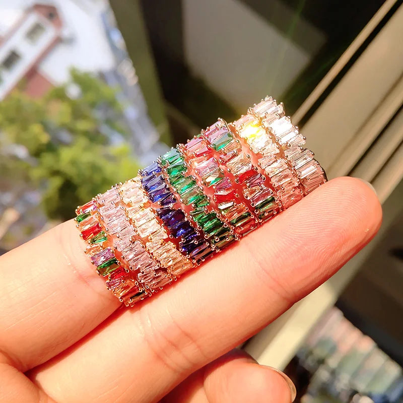 Tennis Rings Women Men Band Fashion Jewelry Tennis Ring Gold Plated Cubic Zircon CZ Diamond Ring