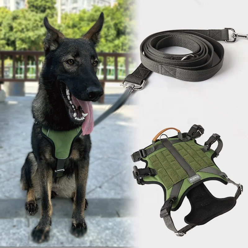 German Shepherd Pitpull Big Size Heavy Duty No Pull Dog Harness Wojskowy Dog Vest for Training Walking Hiking
