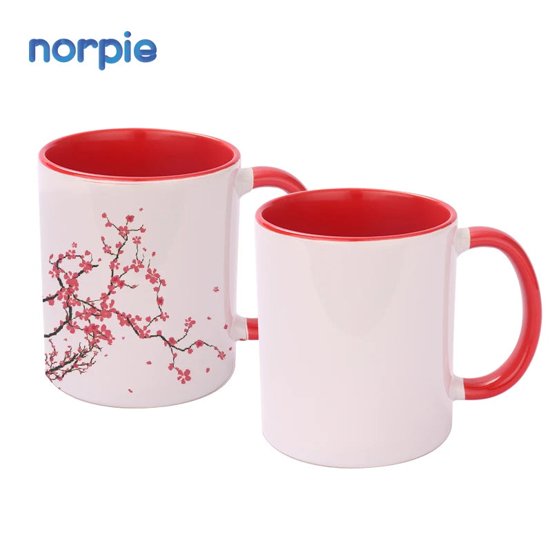 Wholesale 11oz Sublimation Ceramic Mug Sublimate Inner and Handle Color Mugs