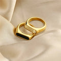 2022 Popular Flat Stainless Steel Fashion Jewelry Customized Geometric 18K Gold Vacuum Plated Stainless Steel Ring Customized