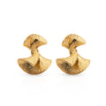 Chris April New-design Brass PVD Gold Plated Irregular Skirt's Hemline Shape Sector Stud Earrings