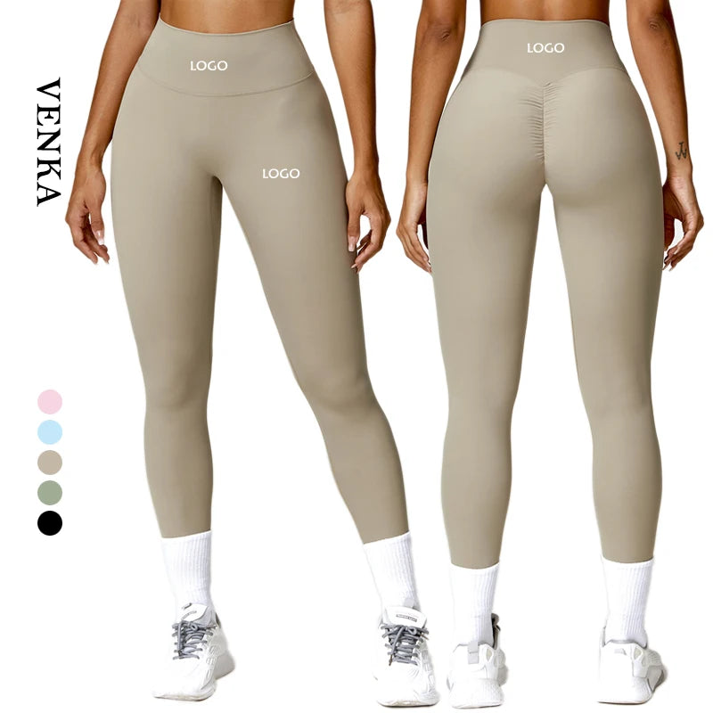 Custom Ladies High Waist Tights Pants Scrunch Butt Women Soft Stretchy Quick Dry Butt Lift Gym Wear Workout Yoga Pants Leggings