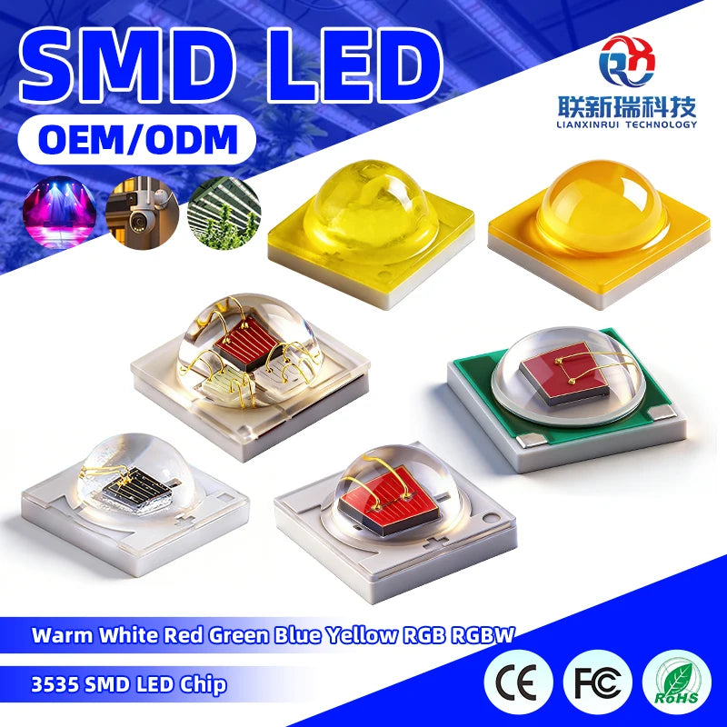 RGBW 3535 SMD LED with Warm White Light Red Green Blue Yellow Emission 3V Input Voltage EPistar Chip High Luminous Flux of LM