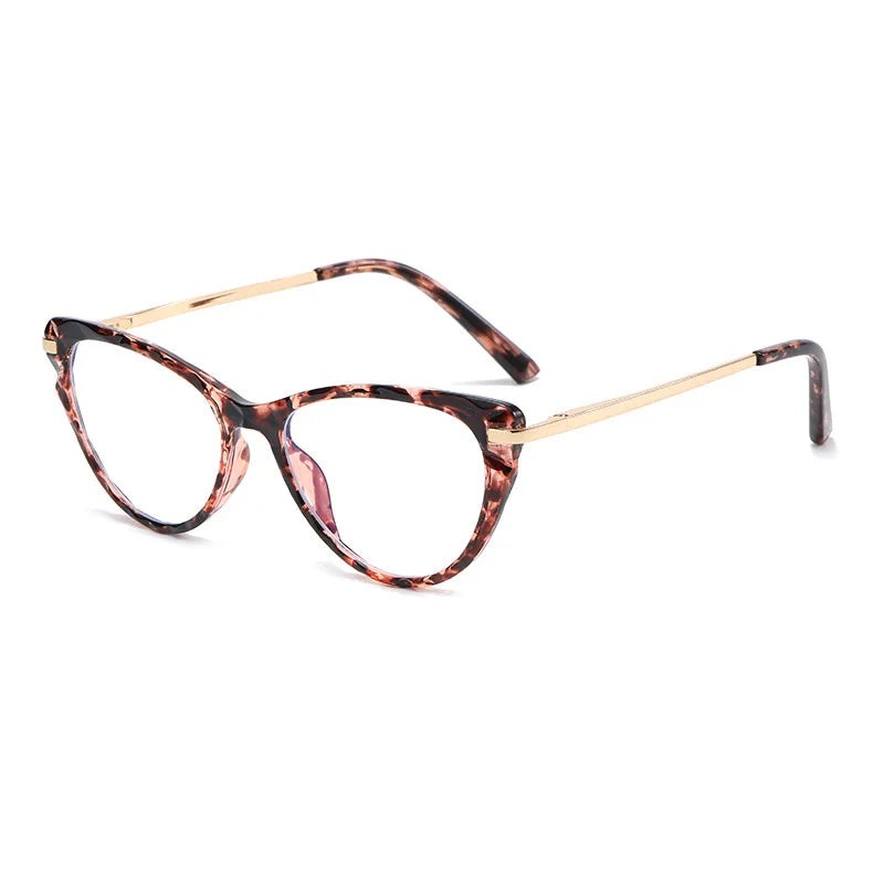 Trendy Womens Glasses Chain Cat Eye Metal Computer Spectacles Optical Eyeglass Frame Eyewear Anti Blue Light Block Glass