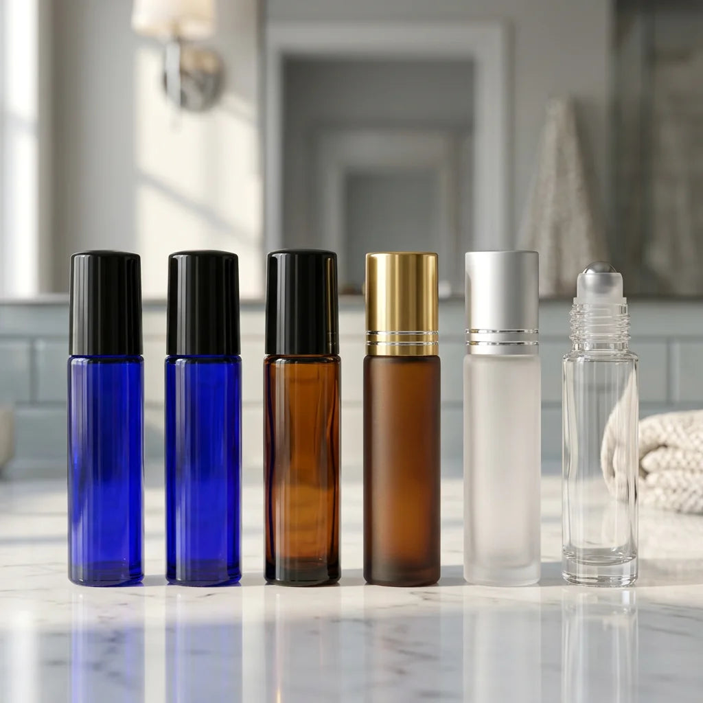 Hot Sale 10ml Perfume Glass Roll on Bottle High Quality Empty Frosted Amber Roller Bottle Essential Oil Bottle