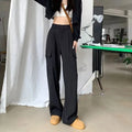 Women Solid Long Casual Pants High Waist Pockets Wide Leg Cargo Pants Spring Summer Lady Pleated Suit Pants