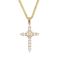 Cheap Jewelry Stainless Steel All Full Diamond Rhinestone Mini Cute Cross Shiny Infinity Necklace Diamond Cross Pendant