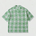 Custom Design Logo Holiday Mesh T-shirt Knitwear Summer Men's Floral Pattern Hollow Short Sleeve Knitted Polo Shirt