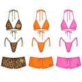 2026 New Design Sexy Crop Top 3 Piece Set Bikinis Round Neck t Shirt with Thong Swimwear Custom Swim Suit for Women