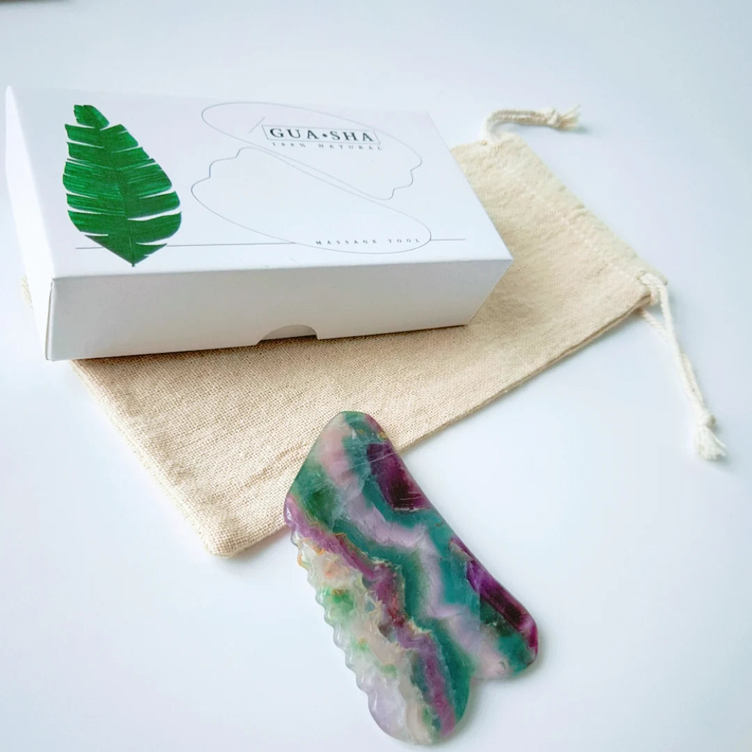 Huiying Latest Design Natural Fluorite Stone Board square Jagged Shape Gua Sha Board