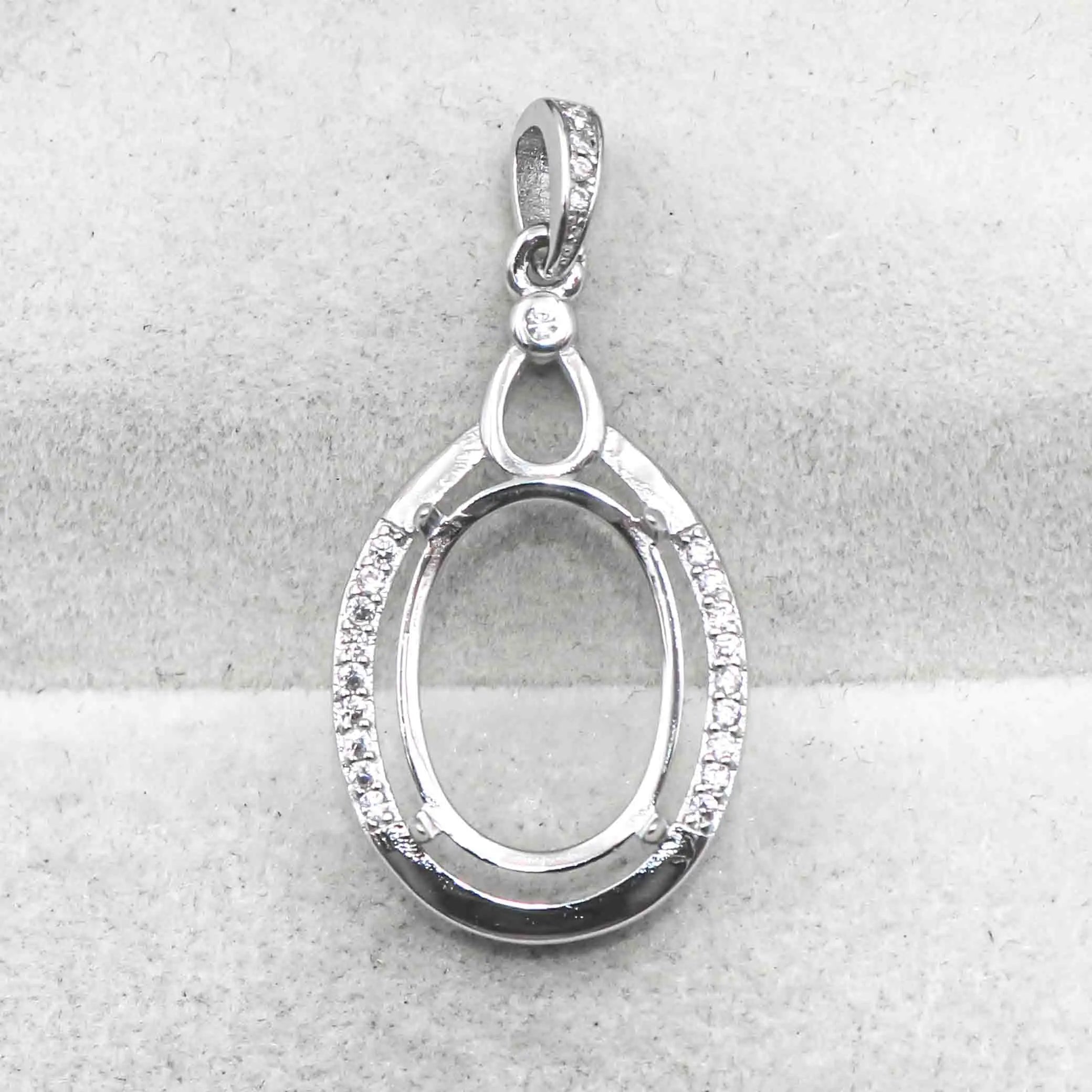 Sterling Silver 13*18mm Semi Mount Pendant Empty Frame Support Blank Claws Setting S925 Base Without Center Stone for DIY Inlay