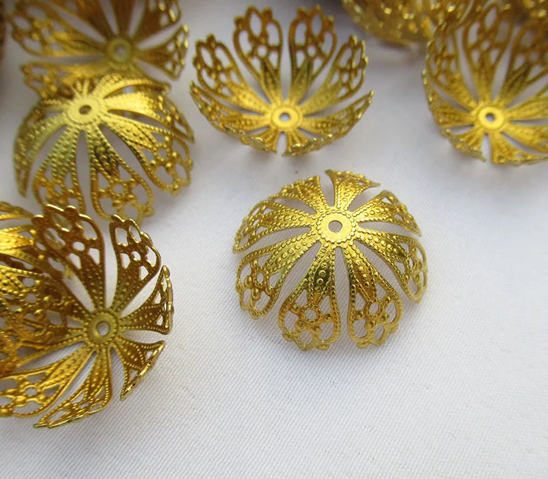 19mm Flower BeadCaps Brass Filigree Beadcap