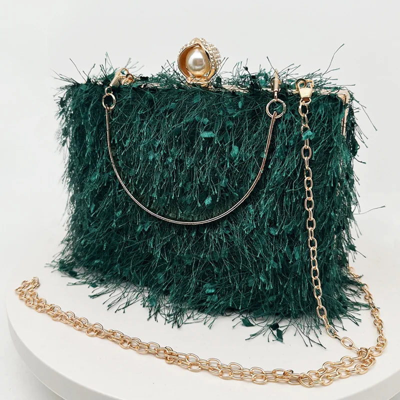 New Trend Fashion Fringe Luxury Wedding Evening Bag Banquet Special Women Clutch Bag Dress Handmade Handbag